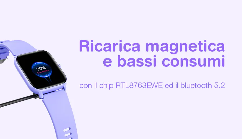 Ricarica magnetica, chip e bluetooth 5.2 a basso consumo